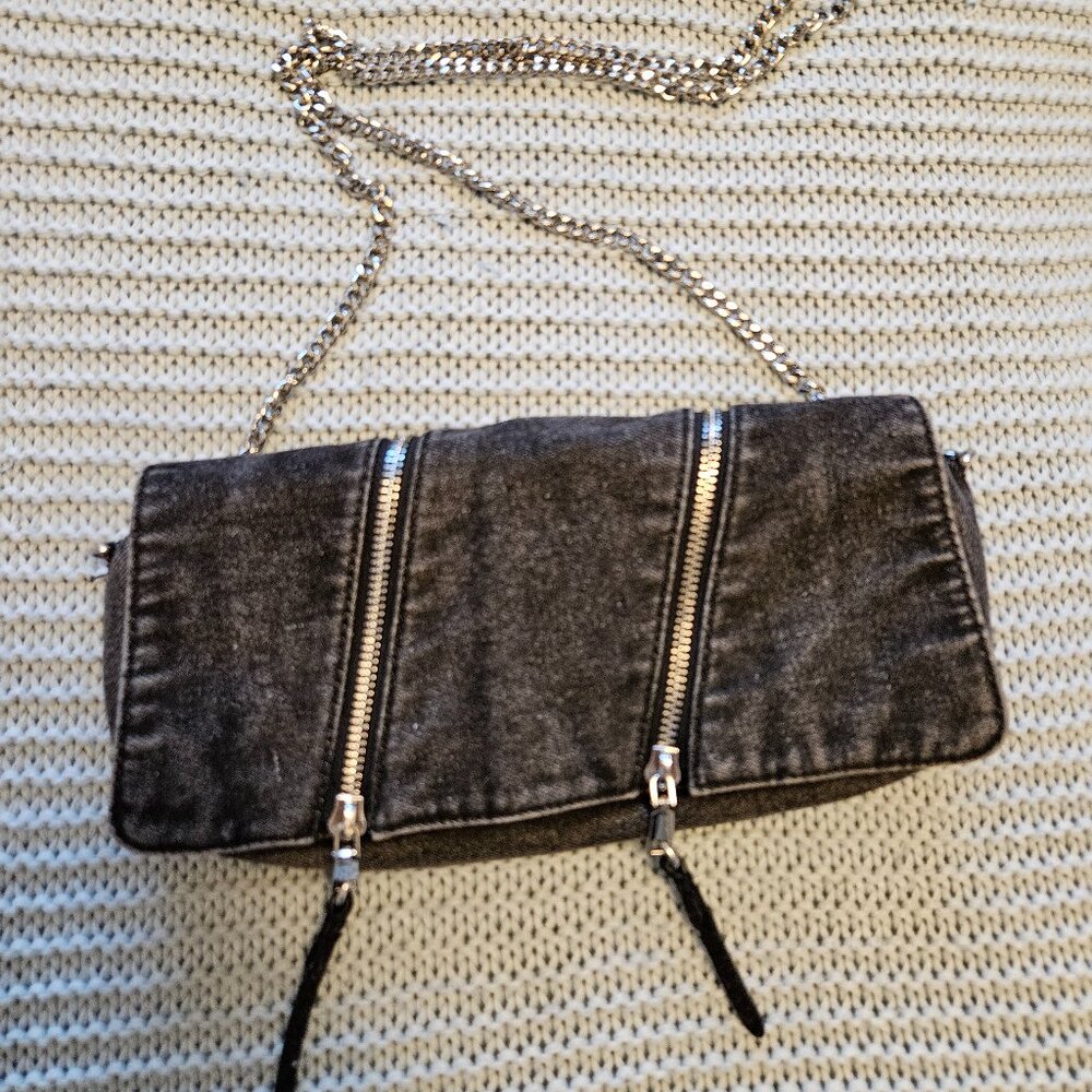 Zara Denim Small Crossbody Bag/Clutch with a removable chain strap